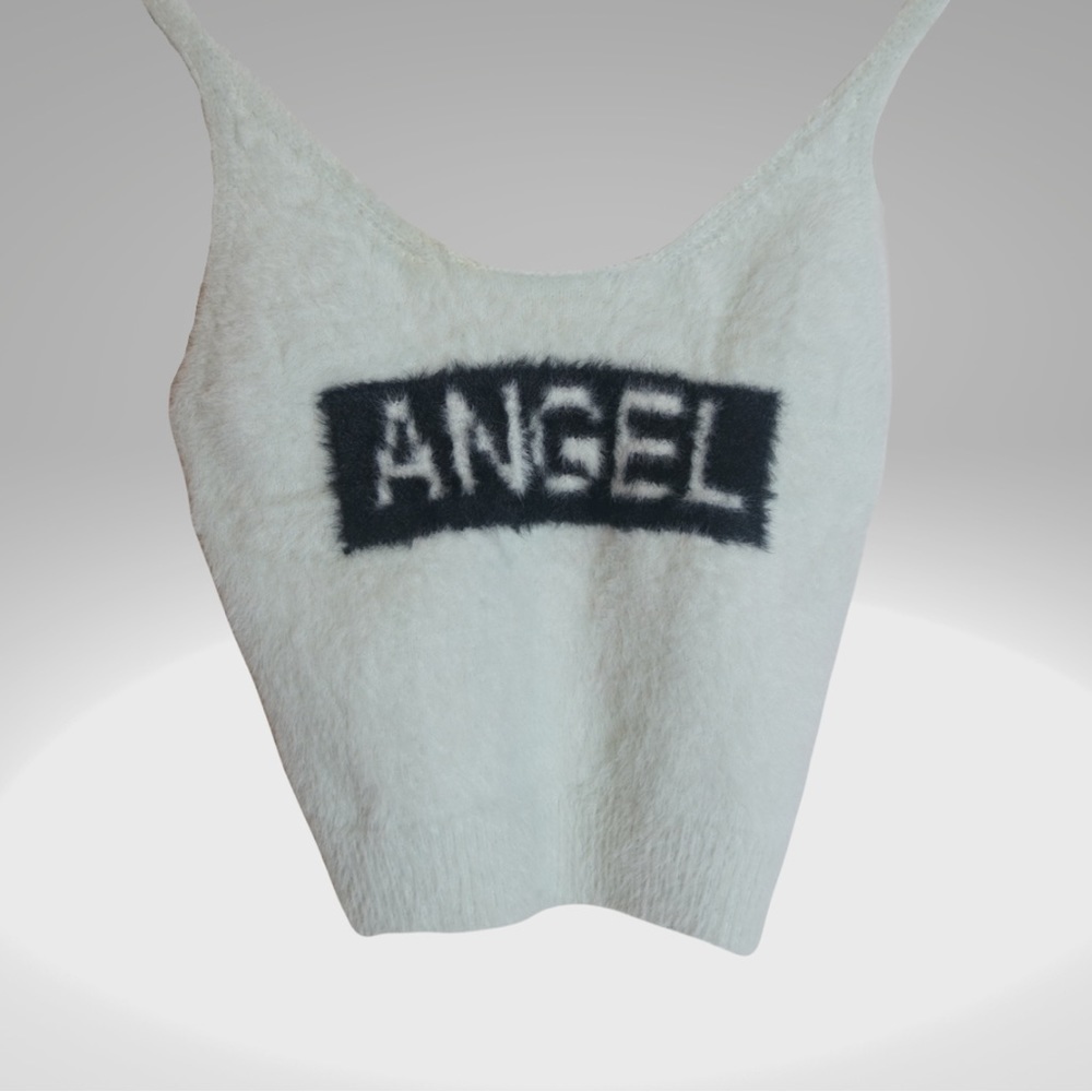Baby blue FOREVER 21 , faux fur Angel crop top.
